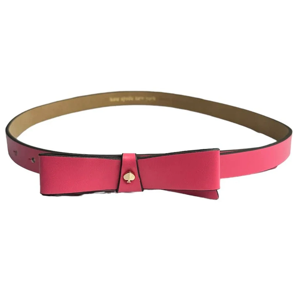 Kate Spade Bow Leather Belt in Pale Peach small